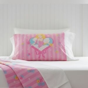 Vintage 1997 Barbie Twin Top Sheet & Pillowcase Mattel Dan River Pink